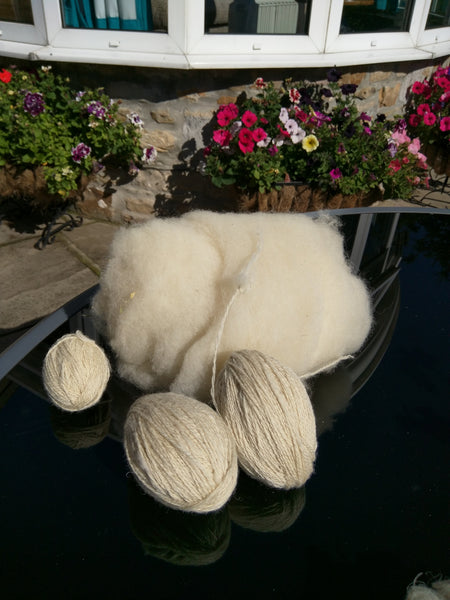 100 % wol Hand Gesponnen Melkwitte wolk - Herbalana